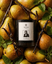 The Casanova luxury candle by Alias Los Angeles featuring patchouli vanilla and pear fragrance crafted with clean burning coconut wax for an elegant seductive scent