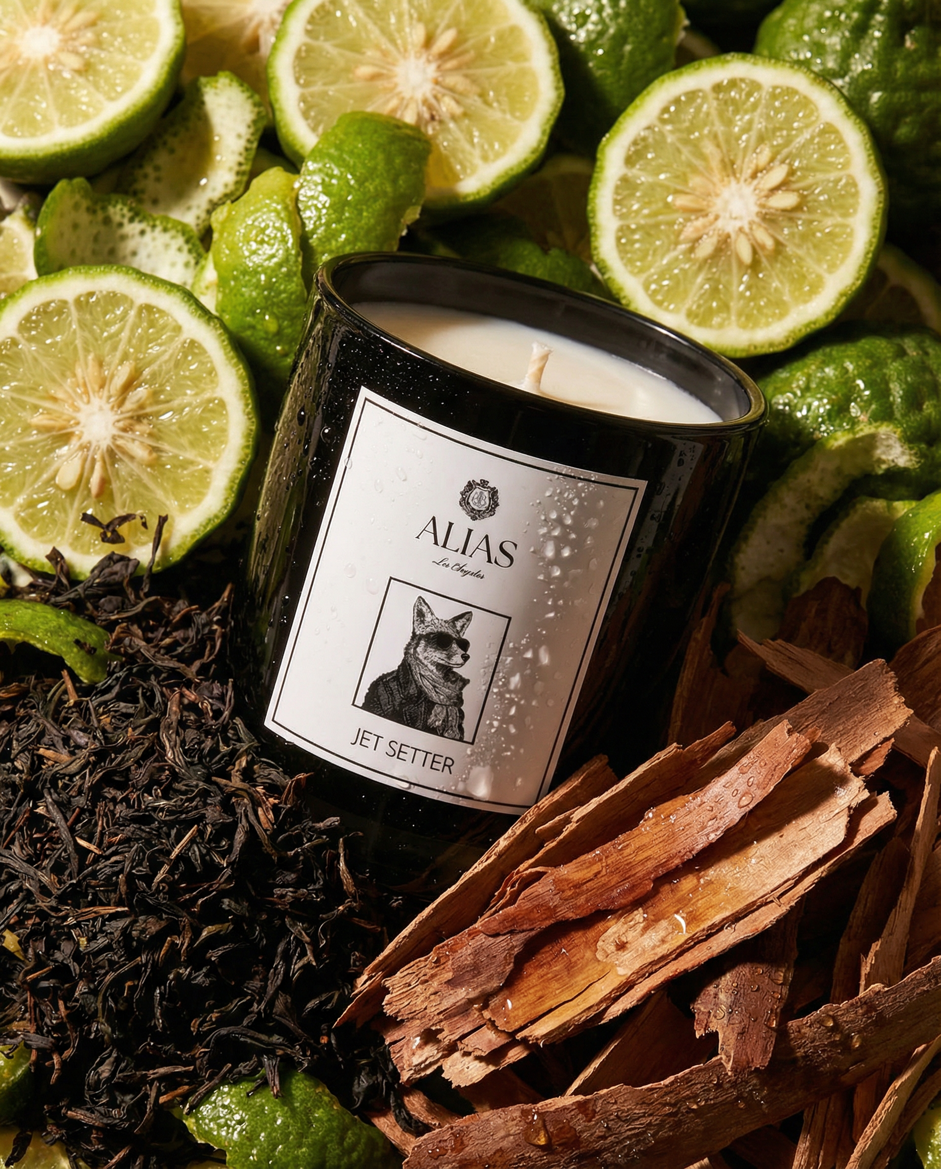 Luxury Jet Setter candle by Alias Los Angeles with notes of Sicilian bergamot, black tea, and cedarwood in elegant minimalist packaging