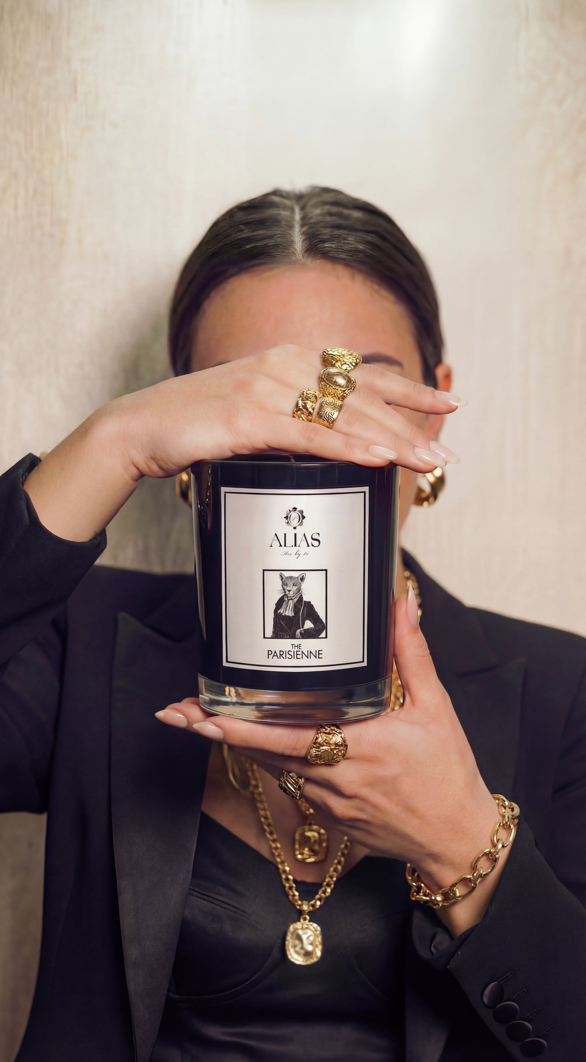 Luxury Parisienne candle by Alias Los Angeles featuring rose and black currant scent inspired by romantic Parisian gardens and chic floral elegancend, upsca